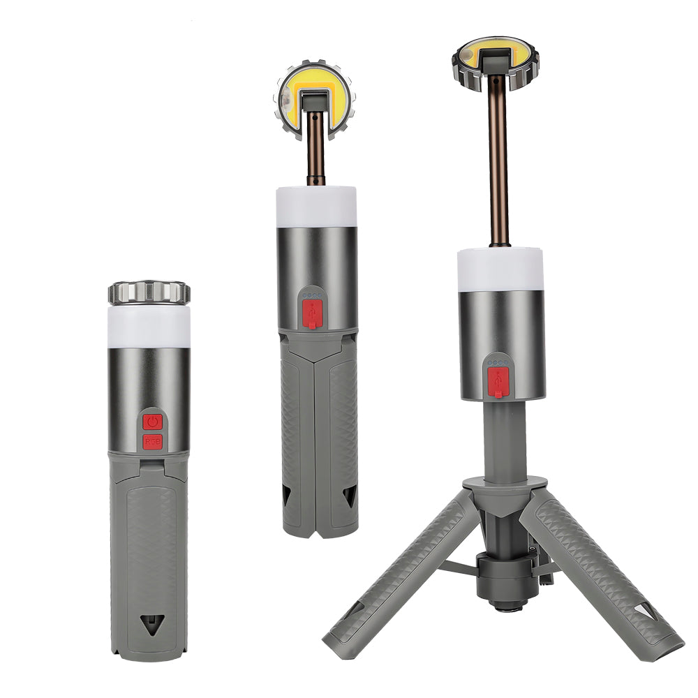 Linterna Camping Telescópica y Recargable con Mando – Luz LED COB + RGB para Exteriores, Emergencias y Senderismo