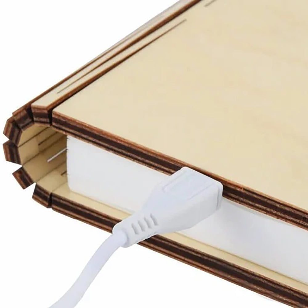Lámpara Libro Plegable de Madera y Papel – Luz LED Ambiente