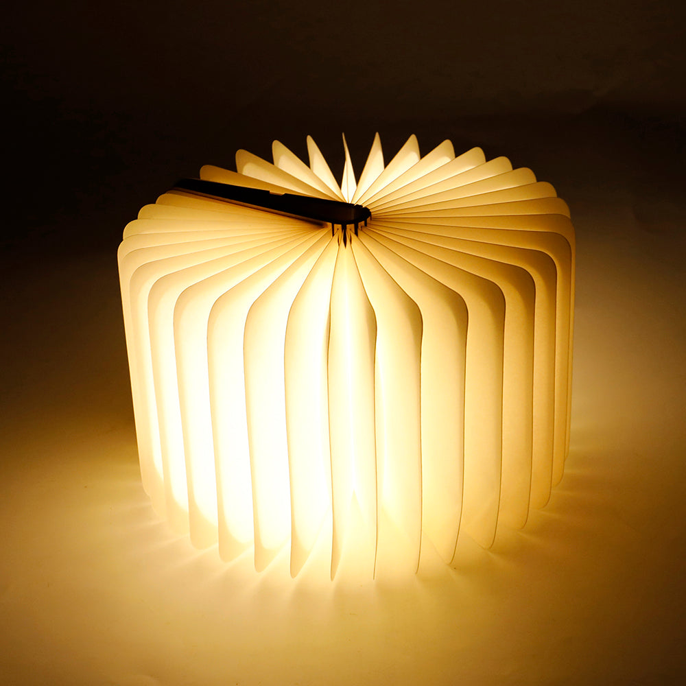 Lámpara Libro Plegable de Madera y Papel – Luz LED Ambiente