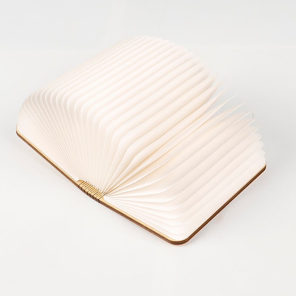 Lámpara Libro Plegable de Madera y Papel – Luz LED Ambiente