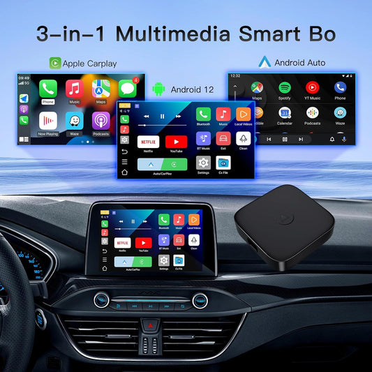 ¡NUEVO! Mini Adaptador CarPlay Inalámbrico 3 en 1 – Compatible con Android Auto, Netflix y YouTube para tu Auto Inteligente