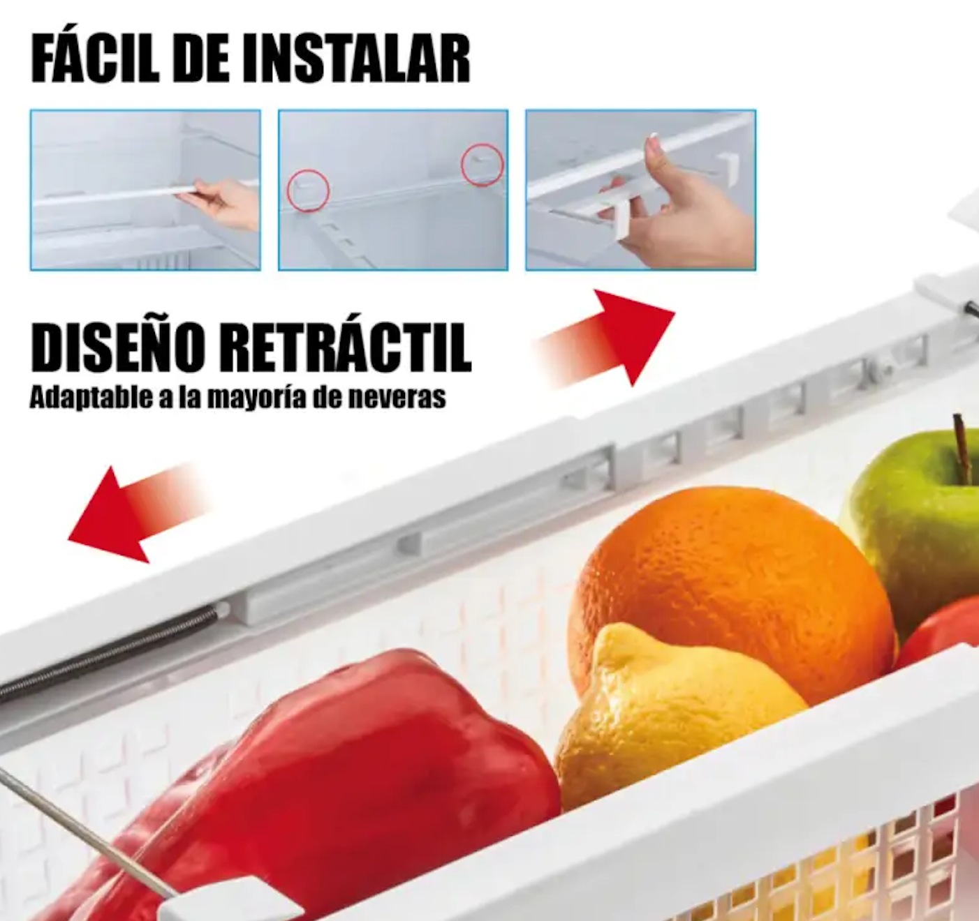 Cajón Multiusos Extensible – Canasta Retráctil sin Herramientas (37‑60 cm)