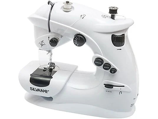 Maquina De Coser Portatil 7 Puntadas A Corriente Y Pilas  Blanco Luz y Pedal