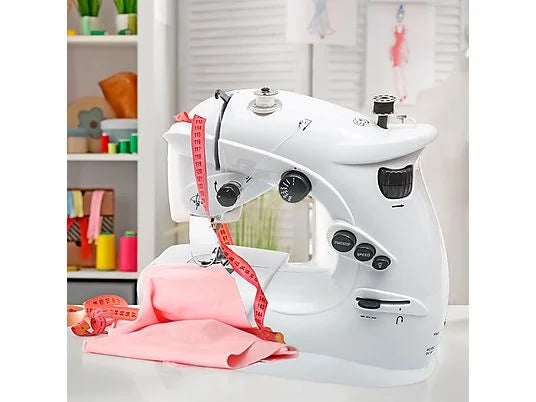 Maquina De Coser Portatil 7 Puntadas A Corriente Y Pilas  Blanco Luz y Pedal