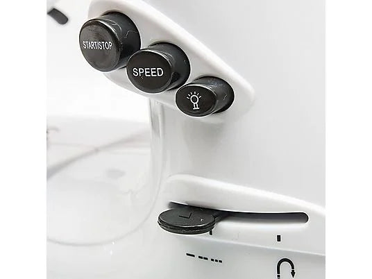 Maquina De Coser Portatil 7 Puntadas A Corriente Y Pilas  Blanco Luz y Pedal