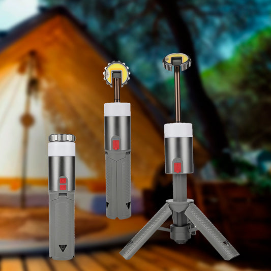 Linterna Camping Telescópica y Recargable con Mando – Luz LED COB + RGB para Exteriores, Emergencias y Senderismo