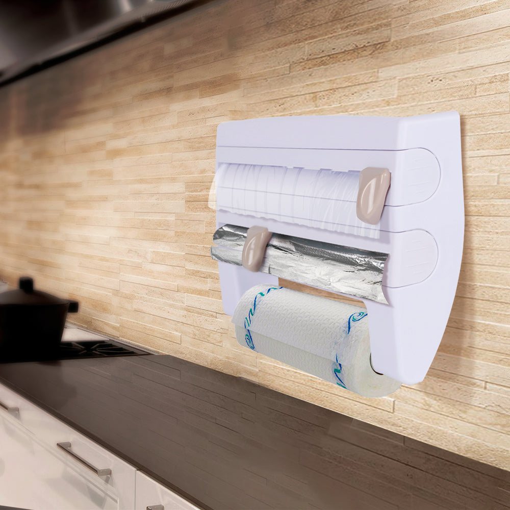 Portarrollos de cocina Organizador Multifuncional con 3 Dispensadores