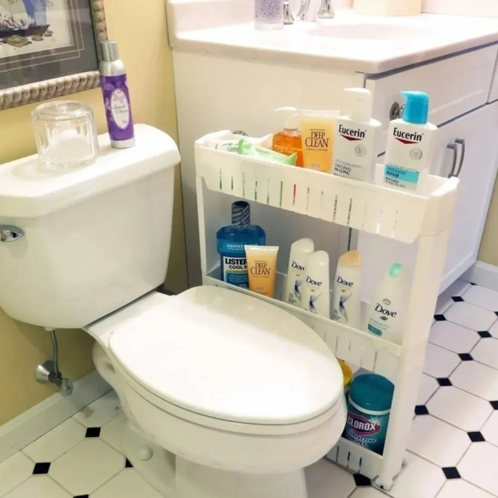 Carrito organizador con ruedas para cocina y baño en 3 alturas