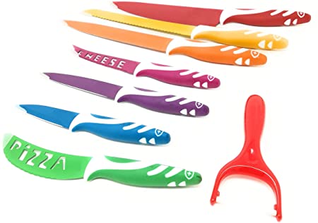 Set de 7 Cuchillos de Colores con Revestimiento Cerámico + Pelador – Corte Preciso y Estilo en tu Cocina