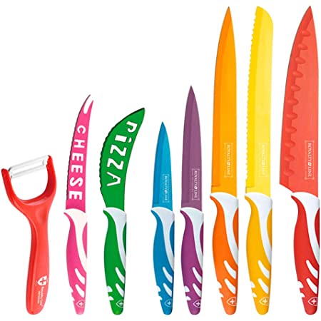 Set de 7 Cuchillos de Colores con Revestimiento Cerámico + Pelador – Corte Preciso y Estilo en tu Cocina